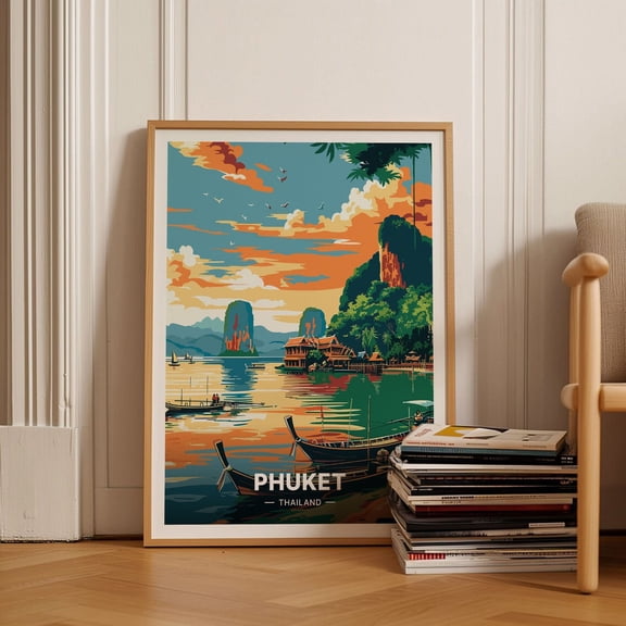 Phuket Thailand Travel Poster, Exotic Destination Wall Art, Tropical Home Decor, Wanderlust-Inspired Gift Idea Wall Art, Modern Wall Decor, 16x24 UNFRAMED