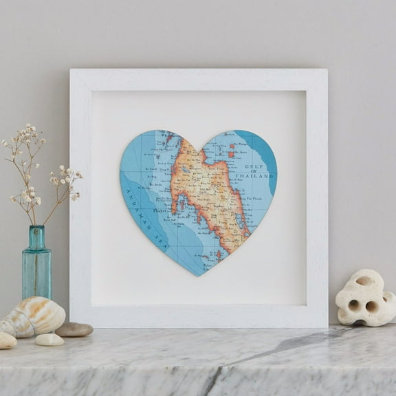 Phuket and Southern Thailand map heart print
