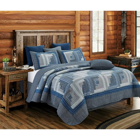 Phyllis Dobbs Montana Cabin Primtiive WesternQuilt and Sham Set - Twin Size