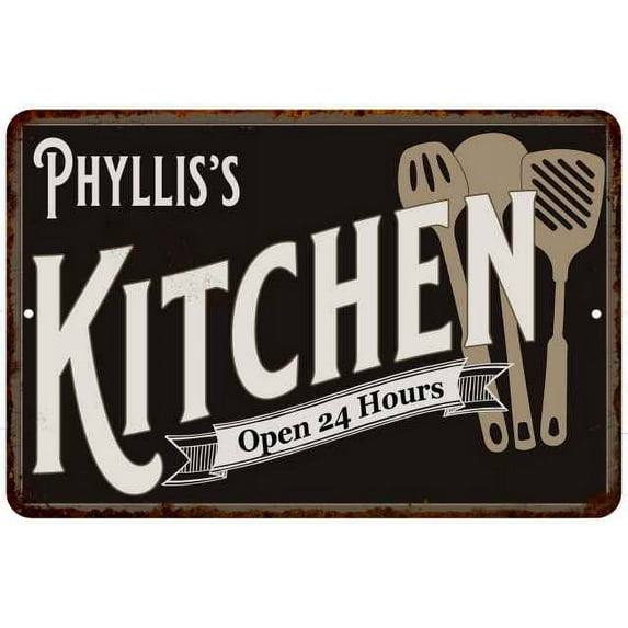 Phyllis's Kitchen Sign Metal Wall 8 x 12 Matte Finish Metal 108120019096