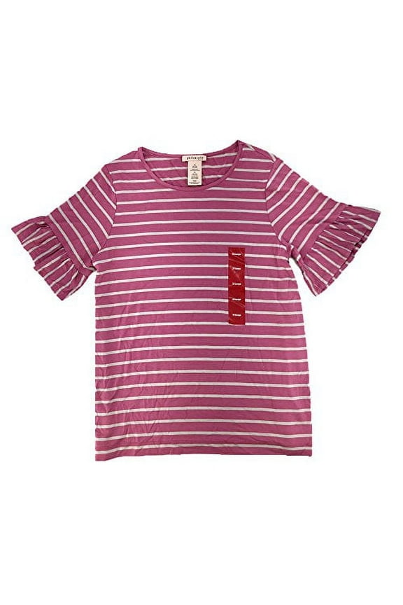 Phylospphy, womens top with ruffle sleeve,XLarge size, rosesmoke pear stripe