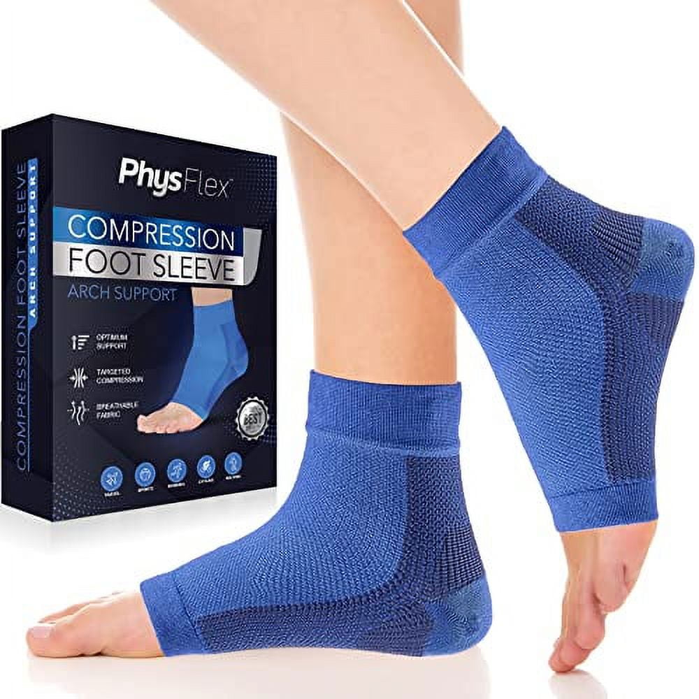 PhysFlex Compression Socks for Plantar Fasciitis, Achilles Tendonitis Relief Ankle Compression