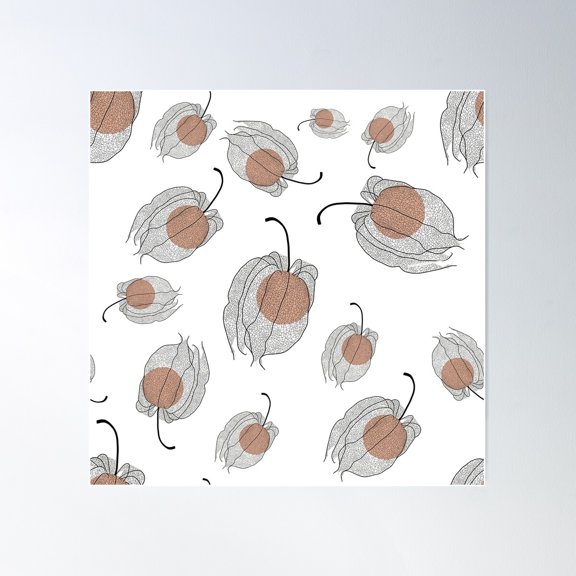 Physalis Bronze Fruits Poster Wall Art, Modern Wall Decor For Living Room Bedroom, 24x24 UNFRAMED