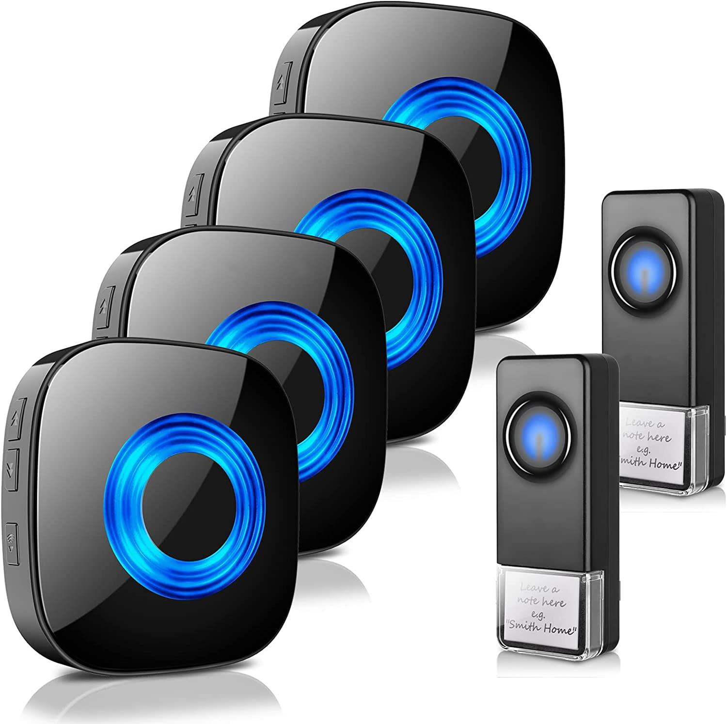 Physen Waterproof Wireless Doorbell Kit, 58 Melodies, 2 Push Button, 4