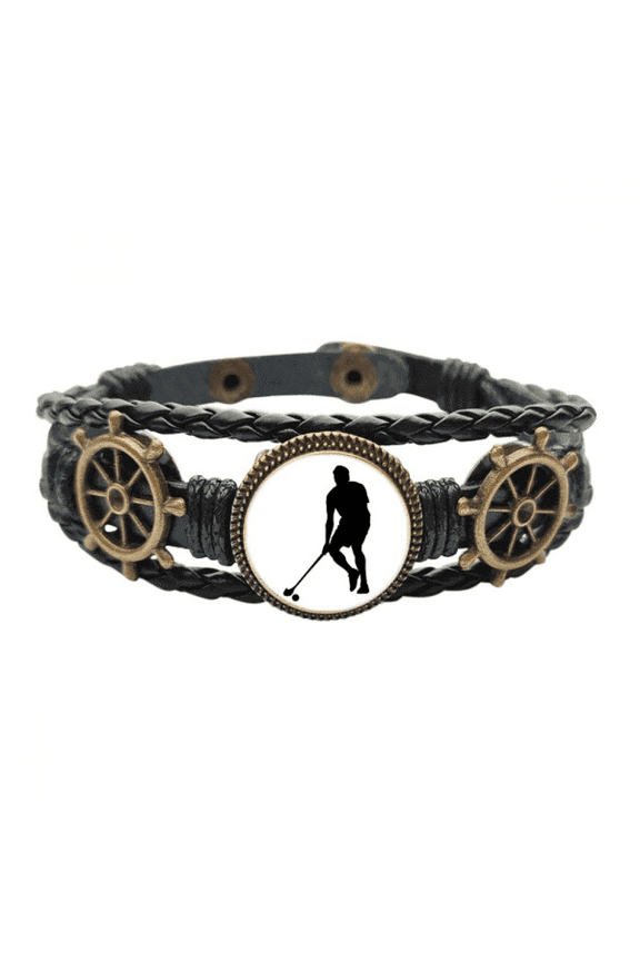Physical Education Hockey Sports Running Leather Braided Ocean Bracelet Wristband