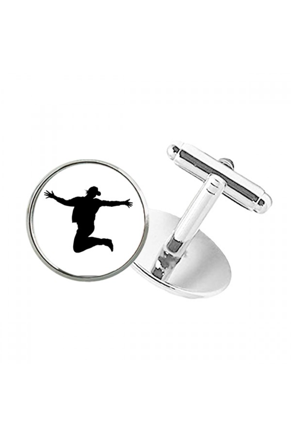 Physical Education Jumping Sports Round Button Cuff Clip Stud Cufflinks