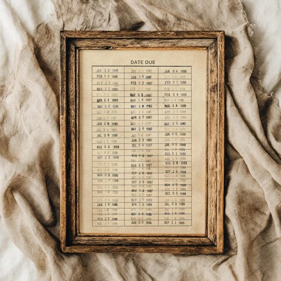 Physical Print Vintage Library Card Due Date Wall Art Print Book Nook Library Decor Reading Poster Bookshop Style 769