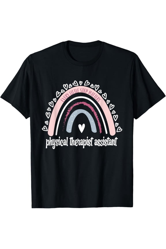 Physical Therapist Assistant Rainbow PTA Physical Therapy T-ShirtMen and women, Black T-shirt, size: Extra large