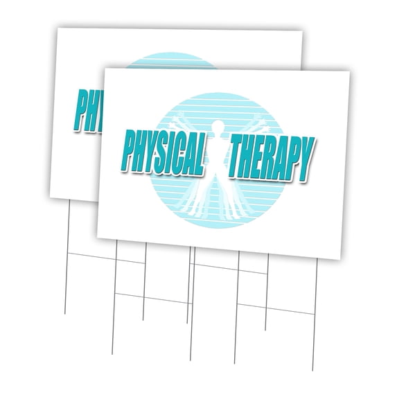 Physical Therapy 2 Pack Of 24" x 36" Yard Sign & Stake | Advertise Your Business | Stake Included Image On Front Only | Made in The USA