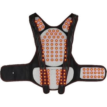 Physical Therapy Back Brace Posture Corrector for Seniors Men & Women Self-Heating 108pcs Magnets Full Back Lumbar Support Belt Shirts Vest Pain Relief for The Elderly, Black, XL/X-Large