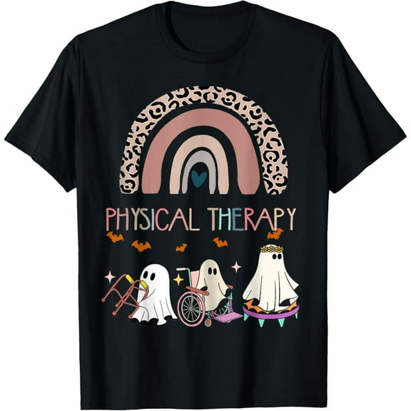 Physical Therapy Halloween BOO Ghost Spooky Season Rainbow T-Shirt