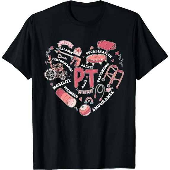 Physical Therapy PT Valentine Heart Shape Physical Therapist T-Shirt