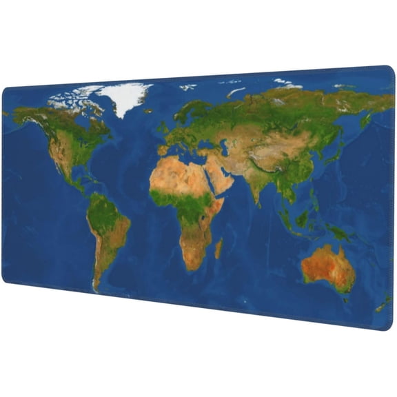 Physical World Map Extended Large Gaming Mouse Pad Non Slip Rubber Base Mousepad Stitched Edges 31.5 X 11.8 Inch