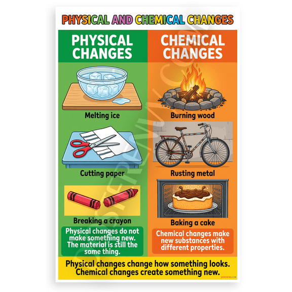 Physical and Chemical Changes Science Educational 12x18 US Made Poster