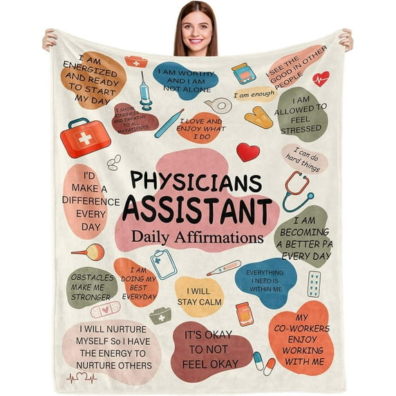 Physician Assistant Gifts Blanket,PA Week Gifts,Birthday Christmas Appreciation Thank You Gifts for Physician Assistant,Best PA Gifts,White Coat Ceremony Gifts for PA Throw Blanket 60inx50in