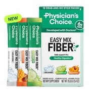 Physician's CHOICE Easy Mix Fiber Stick Packs - GLP-1 Friendly, No Grit, Daily Prebiotic Fiber Powder for Digestive Health & Regularity - On the Go Travel Variety Pack for Women & Men - 18 Count
