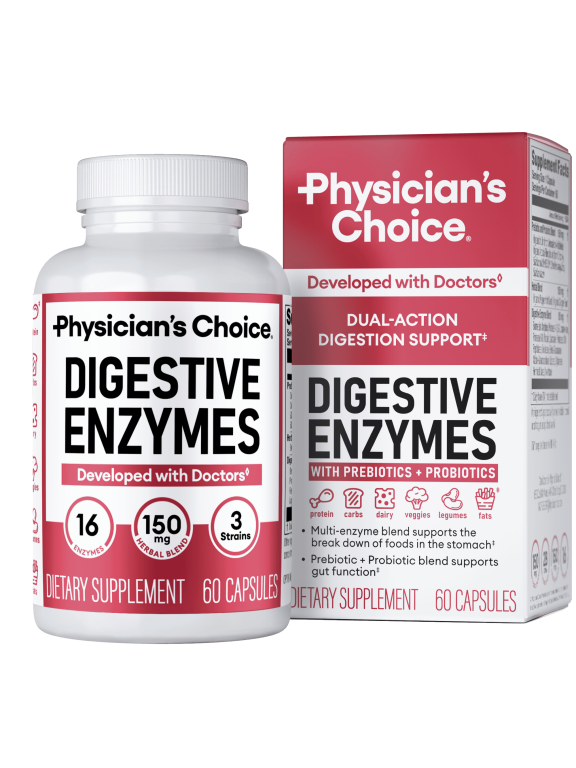 Physician's Choice Digestive Enzymes - for Digestive Health & Gut Health, Bloating & Meal Time Discomfort for Men and Women, 60ct