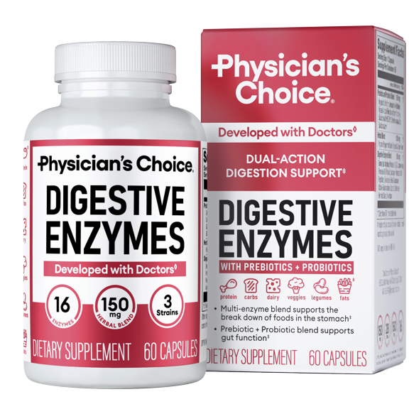 Physician's Choice Digestive Enzymes Gut & Digestive Health, Bloating Relief for Men & Women, 60ct