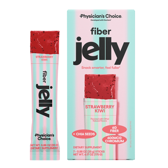 Physician's Choice Fiber Jelly Sticks for Fullness & Digestion - Strawberry Kiwi - 7 Sticks