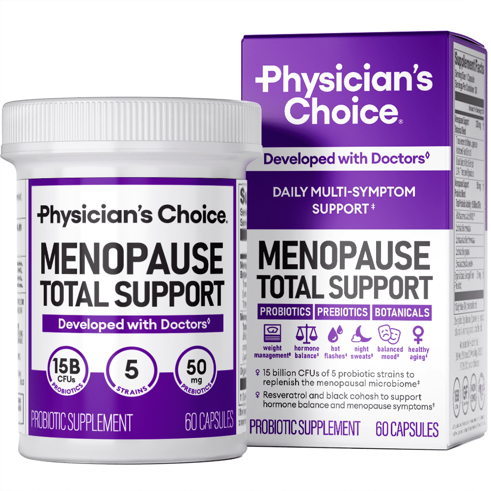 Physician's Choice Menopause Probiotic Supplement for Women - Supports Hormone Balance, Hot Flashes, Night Sweats, Weight Management, Bloating & Gut Health - 60 Counts