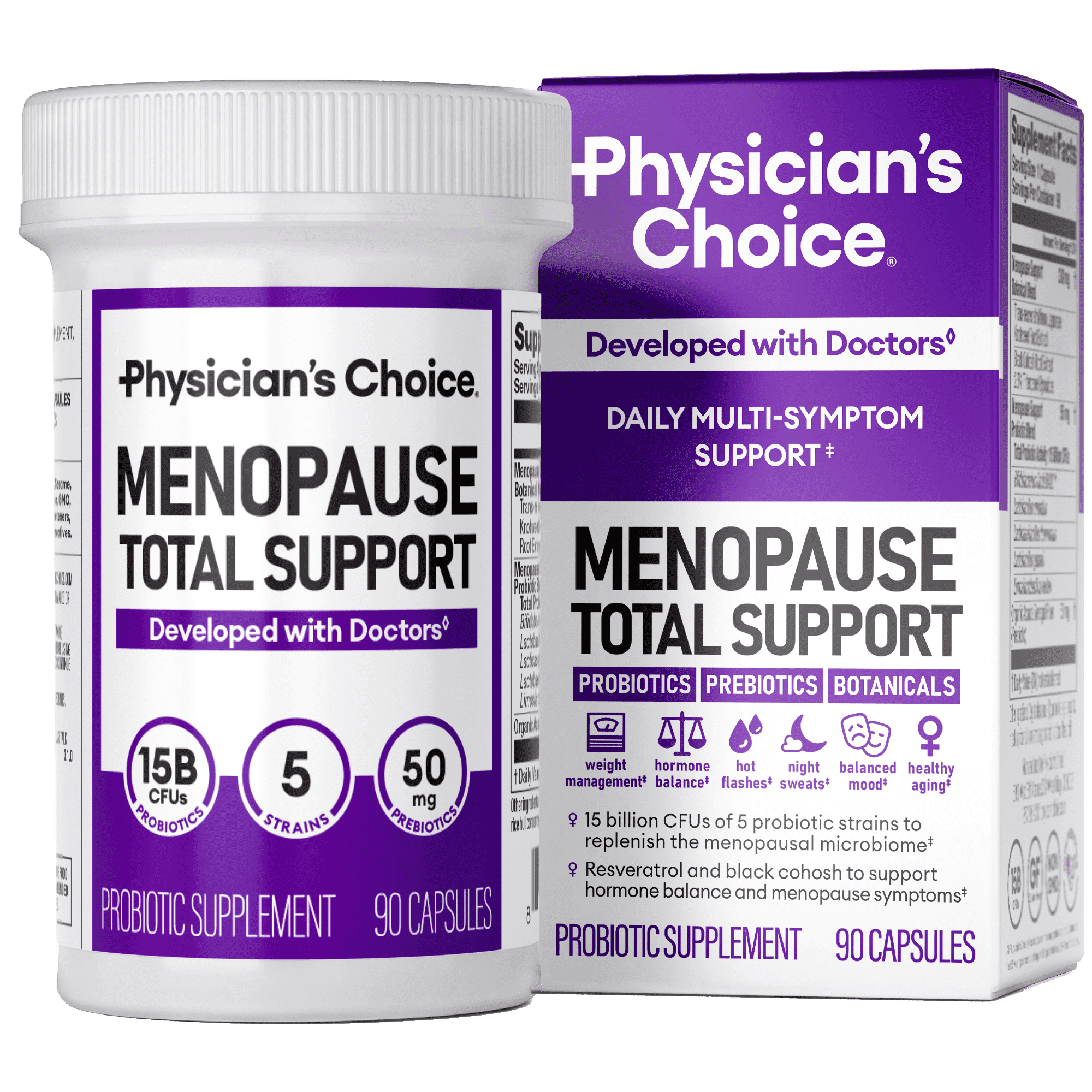 Physician's Choice Menopause Probiotic Supplement for Women - Supports Hormone Balance, Hot Flashes, Night Sweats, Weight Management, Bloating & Gut Health - 90 Counts