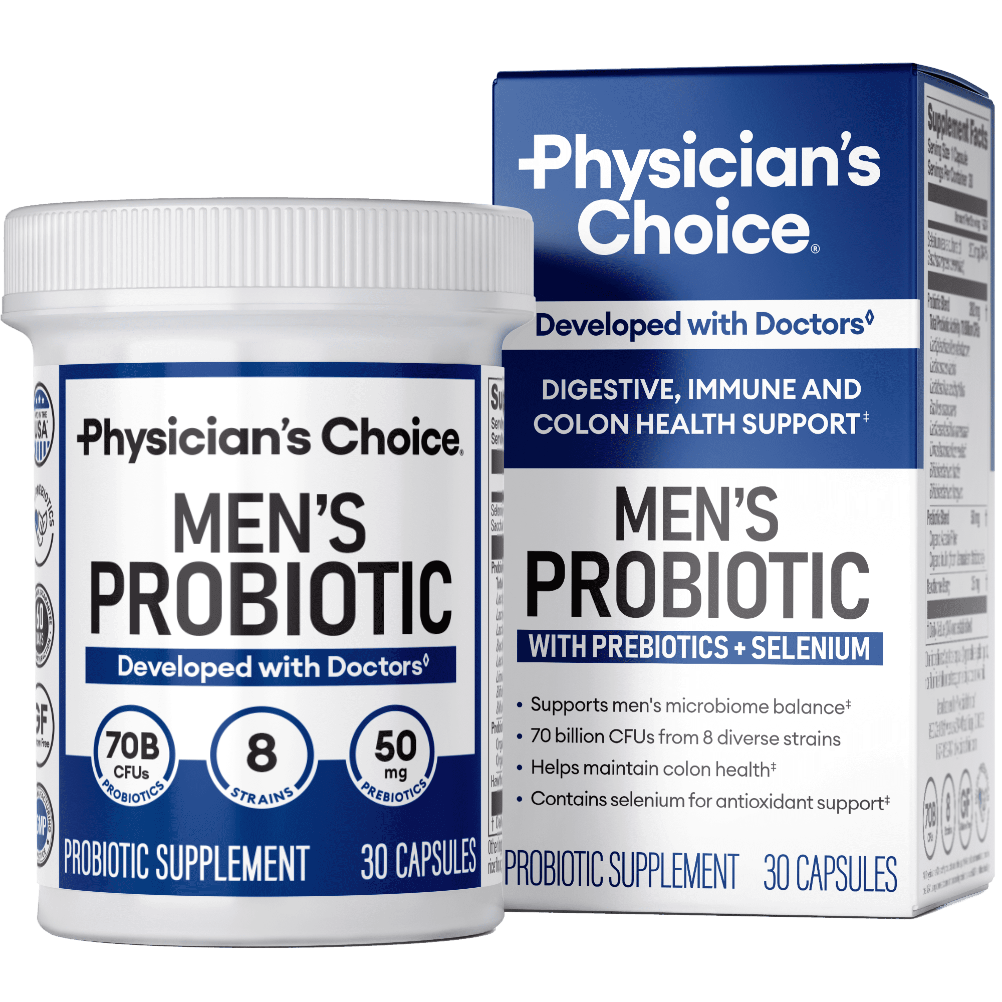 Physician's Choice Probiotics for Men 70 Billion CFU for Digestive, Gut, & Colon Health, 30 Count