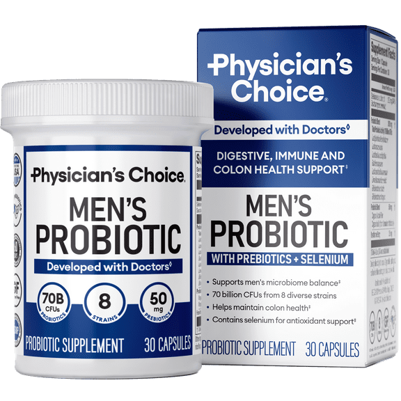 Physician's Choice Probiotics for Men 70 Billion CFU for Digestive, Gut, & Colon Health, 30 Count