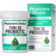 Physician's Choice Thin 30 Probiotic 30 Counts for Weight Management & Bloating - Supports Gut Health for Women & Men