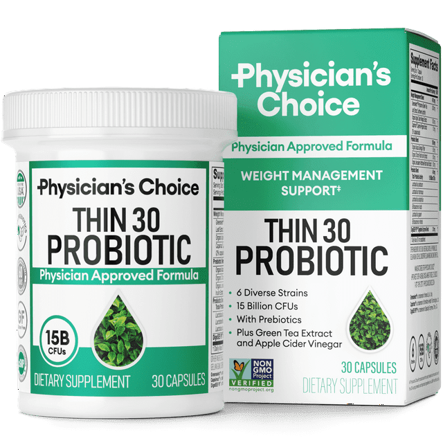 PHYSICIANS' CHOICE Physician's Choice Thin 30 Probiotic 30 Counts for Weight Management & Bloating - Supports Gut Health for Women & Men