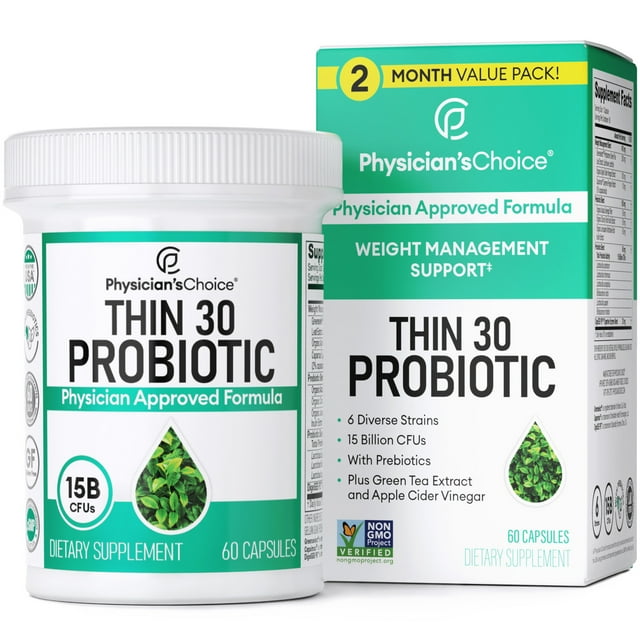 Physician's Choice Thin 30 Probiotic 15 Billion CFUs Supports Gut