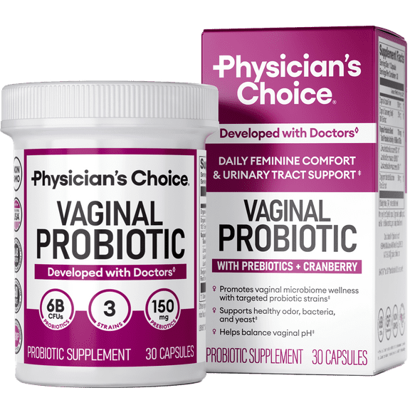 Physician's Choice Vaginal Probiotic for Women 6B CFU, pH Balance, Odor Control, 30 count
