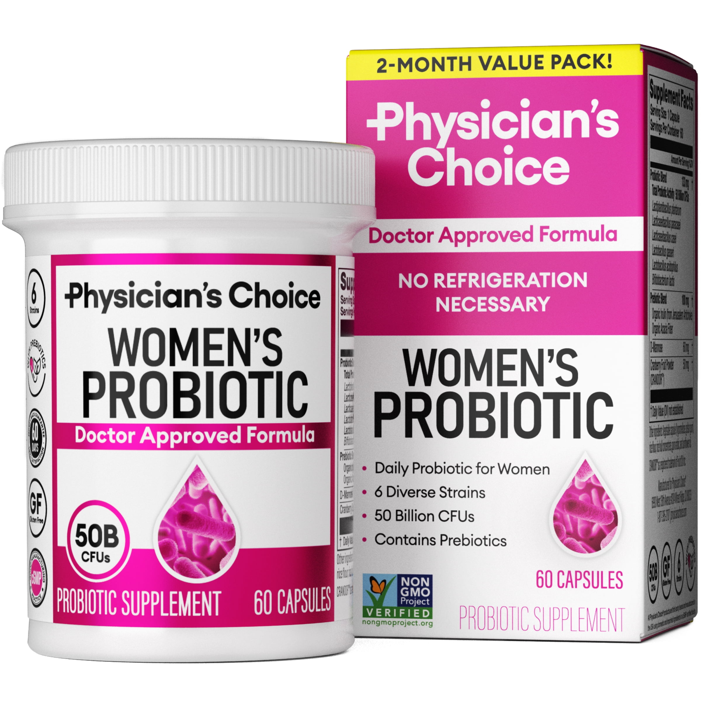Physician’s Choice Women’s Probiotic with Prebiotic and Cranberry Fruit Powder, 50 Billion CFU, 60 Count