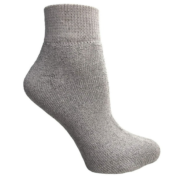 Physicians Approved Men's Diabetics Cotton Quarter Ankle Socks - Mens Wholesale Diabetic Ankle Socks - 10-13 - Gray - 12 Pack