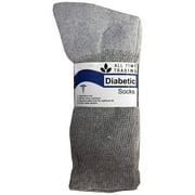 ALL TIME TRADING Physicians Approved Mens King Size Diabetics Cotton Crew Socks - Plus Size Wholesale Diabetic Crew Socks For Men - 13-16 - Gray - 12 Pack