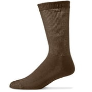 SOLE PLEASERS Physicians Choice Diabetic Crew Comfortable Neuropathy Breathable Soft & Loose Fit Dress Socks for Unisex Brown Color 10 - 13 Size Pack of 12 Pair Made in USA