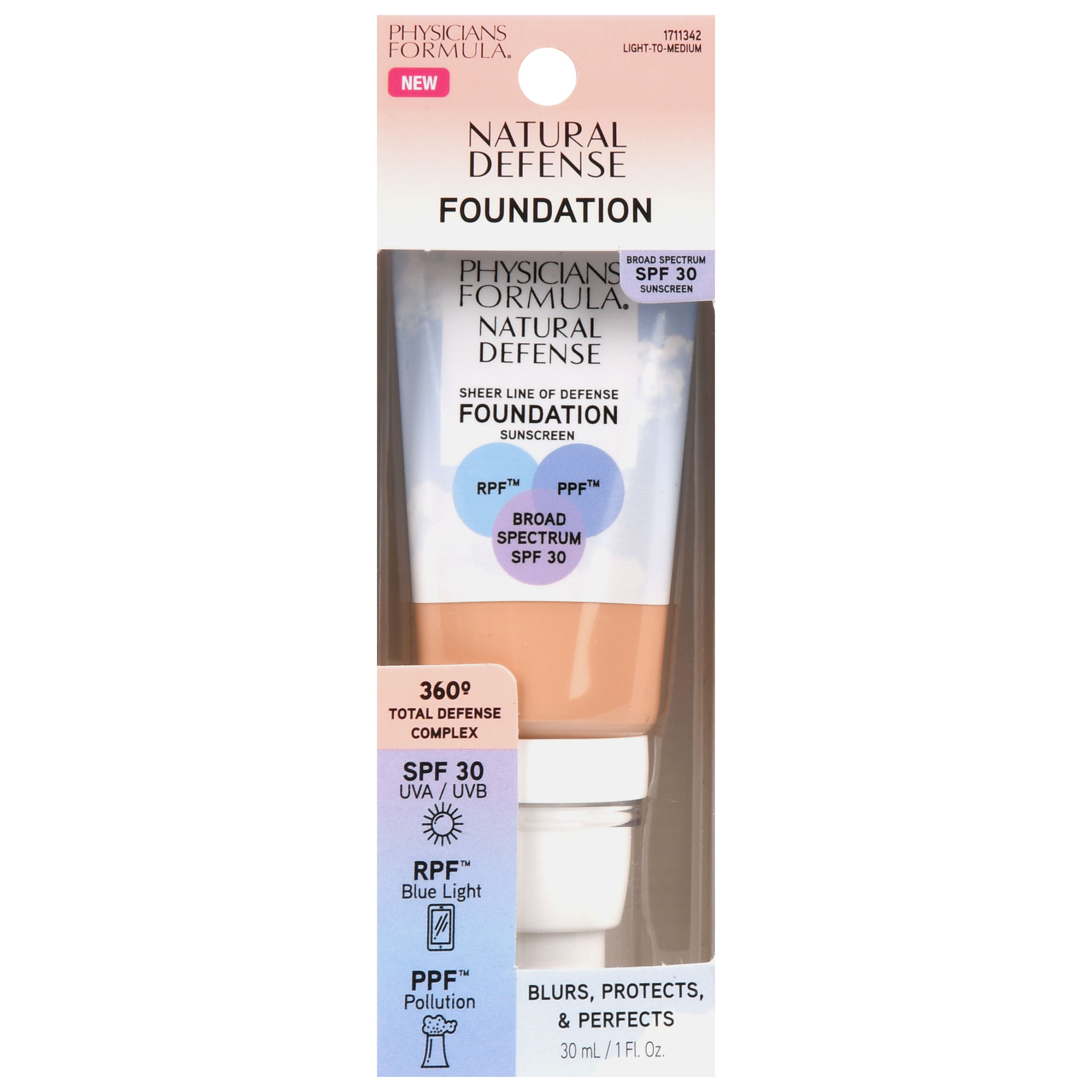 Physicians Formula Natural Defense Sheer Line of Defense Foundation SPF 30, LighttoMedium