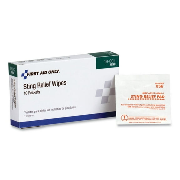 PhysiciansCare Sting Relief First Aid Pads Instructions & Antiseptic