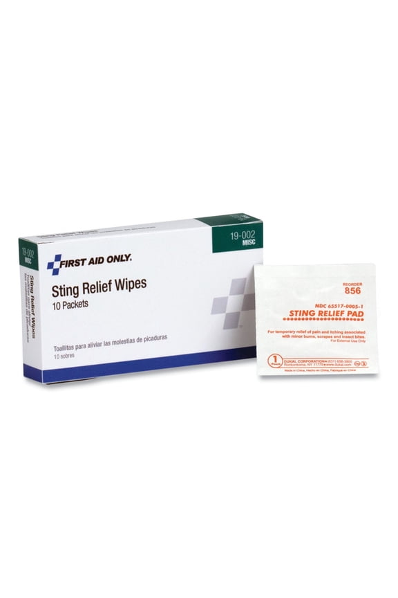 PhysiciansCare Sting Relief First Aid Pads Instructions & Antiseptic
