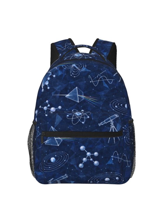 Physics Astronomy Science Pattern Backpack Casual College Bag Zipper Laptop Daypack Hiking Rucksack Travel