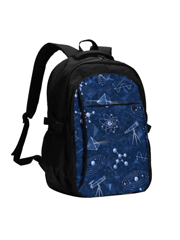 Physics Astronomy Science Pattern Laptop Backpack with USB Charging Headphone Port Casual Daypack Bag College Business Travel