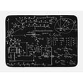 thumbnail image 1 of Physics Bath Mat, Mechanical Sketches and Formulas on Blackboard Looking Backdrop Print, Plush Bathroom Decor Mat with Non Slip Backing, 29.5" X 17.5", Charcoal Grey and White, by Ambesonne, 1 of 2