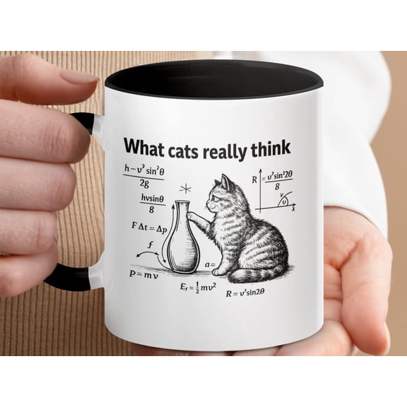 Physics Cat Mug, Science Equations Coffee Cup, Witty Cat Lover Gift, Ceramic Mug 11oz
