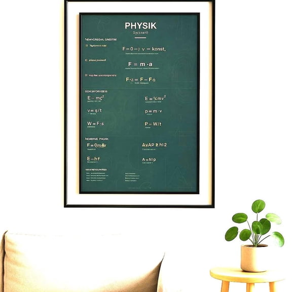Physics Cheat Sheet Wall Art Print, Unframed Paper Poster 8x10in