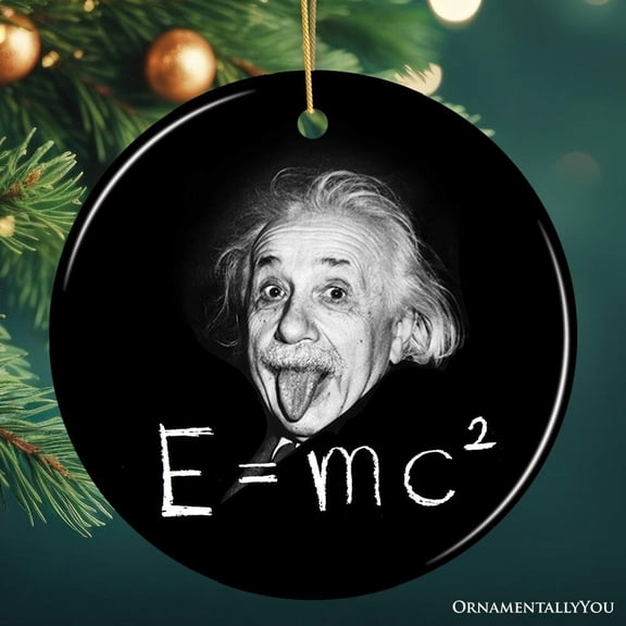 Physics Genius Albert Einstein Ceramic Ornament, Famous Equation E=mc Keepsake and Decor