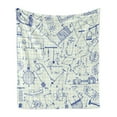 thumbnail image 1 of Physics Soft Flannel Fleece Blanket, School Themed Technical Formula and Drawings on Squared Notebook Paper Background, Cozy Plush for Indoor and Outdoor Use, 60" x 80", Ivory Indigo, by Ambesonne, 1 of 5