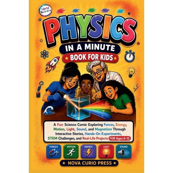 Nova Physics in a Minute Book for Kids: A Fun Science Comic Exploring Forces, Energy, Motion, Light, Sound, and Magnetism Thr, (Paperback)