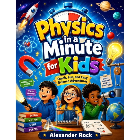 Physics in a minute for Kids: A fun journey through Motion, Forces, Energy, Light, Sound, Heat, Space and Time, (Paperback)