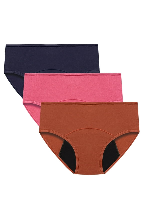 Physiological Panties Women's Seamless Soft Breathable High Waist Underwear Plus Size Period Panty for Menstrual 3PC