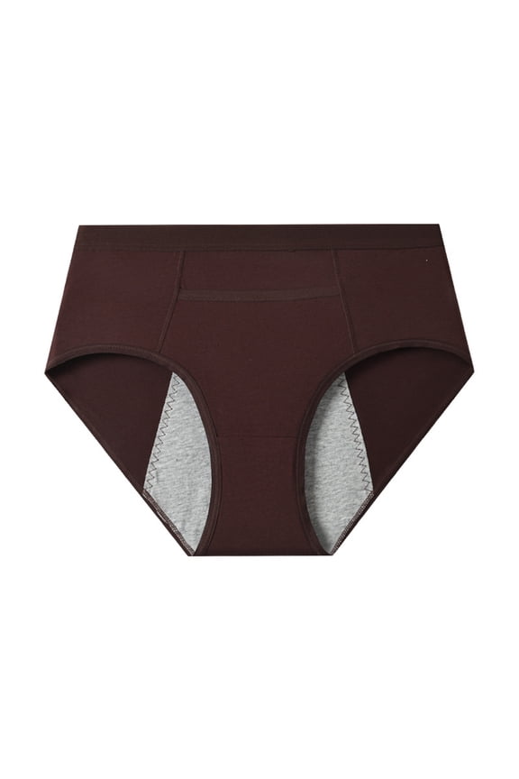 Physiological Underwear Women's Mid Waist Triangle Pants Breathable Brown 2XL