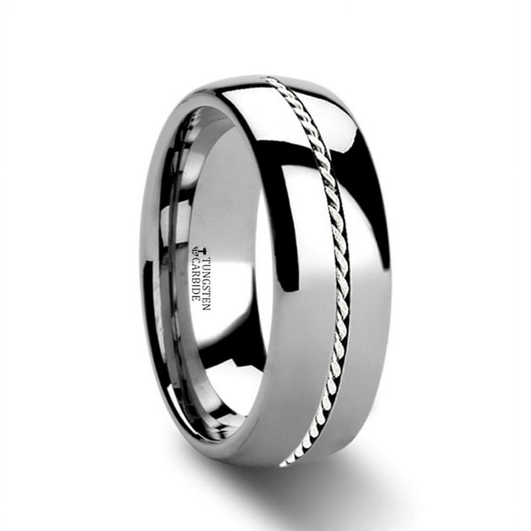 Thorsten PHYTHEON Braided Platinum Inlay Domed Tungsten Ring - 6mm or 8mm Thorsten PHYTHEON Braided Platinum Inlay Domed Tungsten Ring - 6mm or 8mm